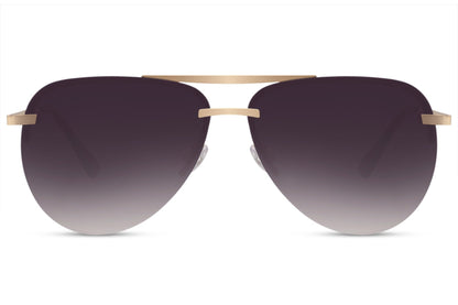 Luxshoori Frameless Aviator Sunglasses - Gold Black - Women