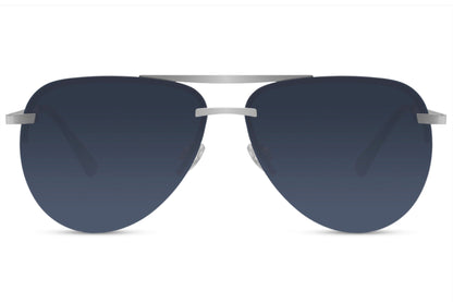 Luxshoori Frameless Aviator Sunglasses - Grey Blue - Women
