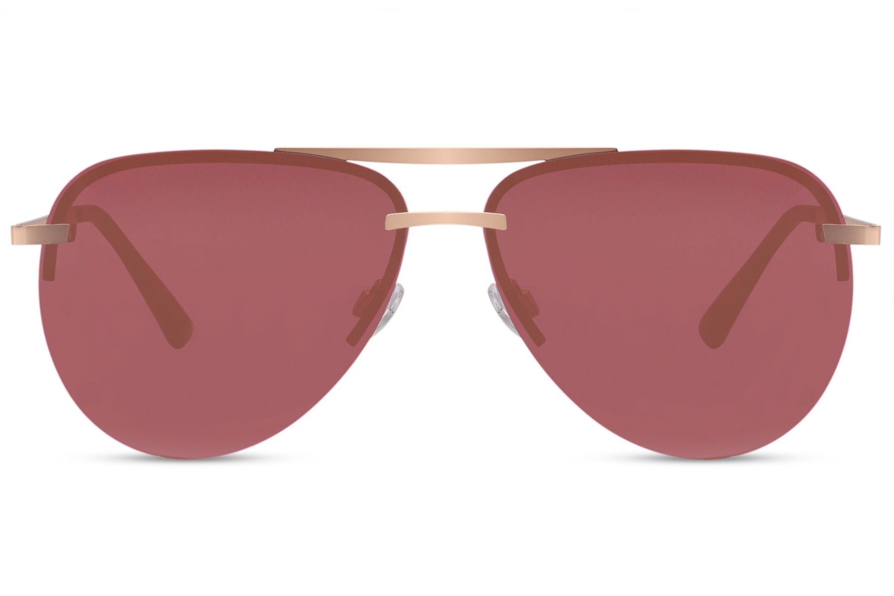 Luxshoori Frameless Aviator Sunglasses - Pink Red - Women