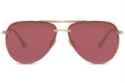 Luxshoori Frameless Aviator Sunglasses - Pink Red - Women