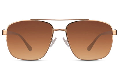Luxshoori Metal Aviator Sunglasses - Brown Brown - Men