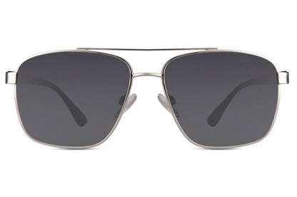 Luxshoori Metal Aviator Sunglasses - Silver Black - Men