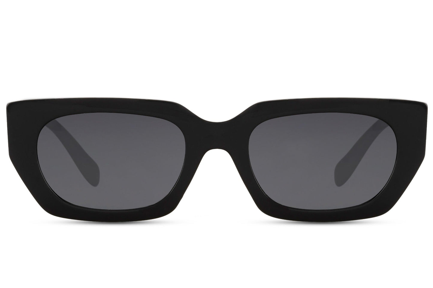Luxshoori Rectangle Retro Sunglasses - Black Black - Women