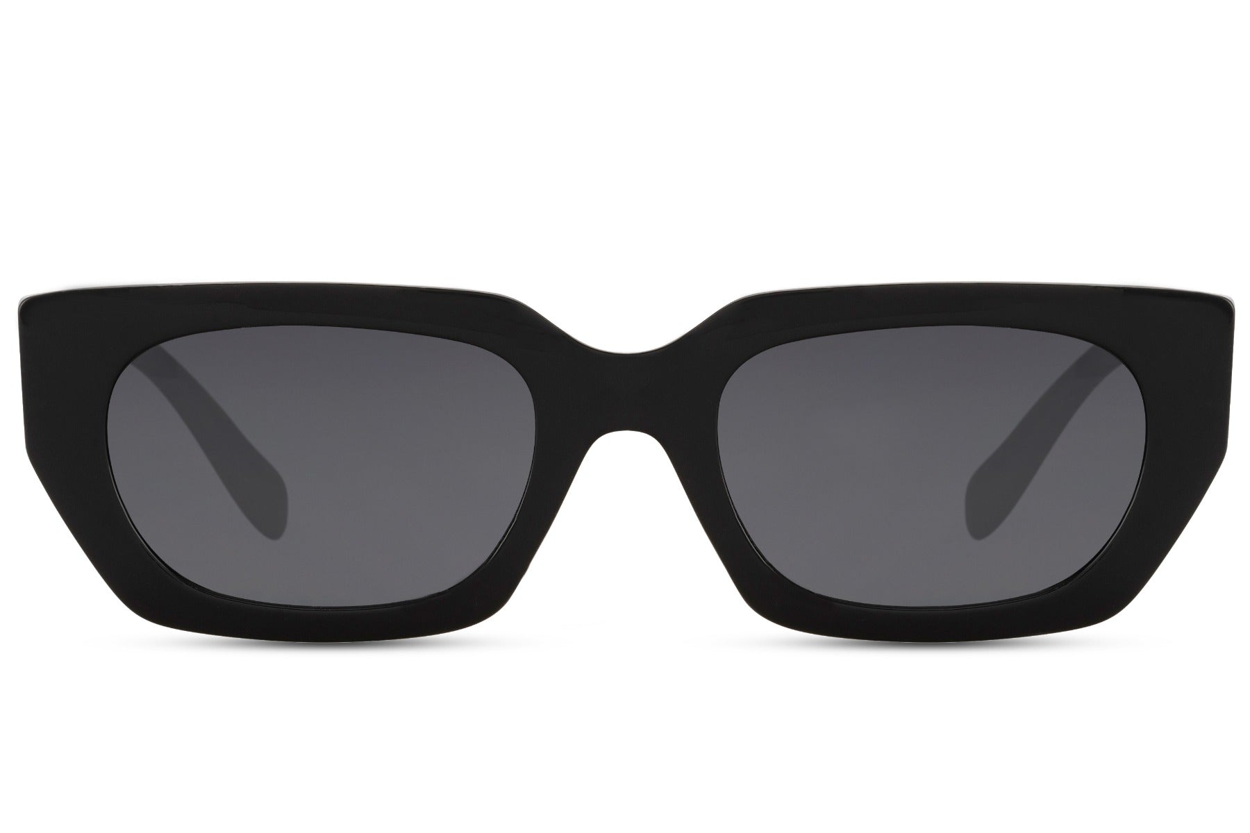 Luxshoori Rectangle Retro Sunglasses - Black Black - Women