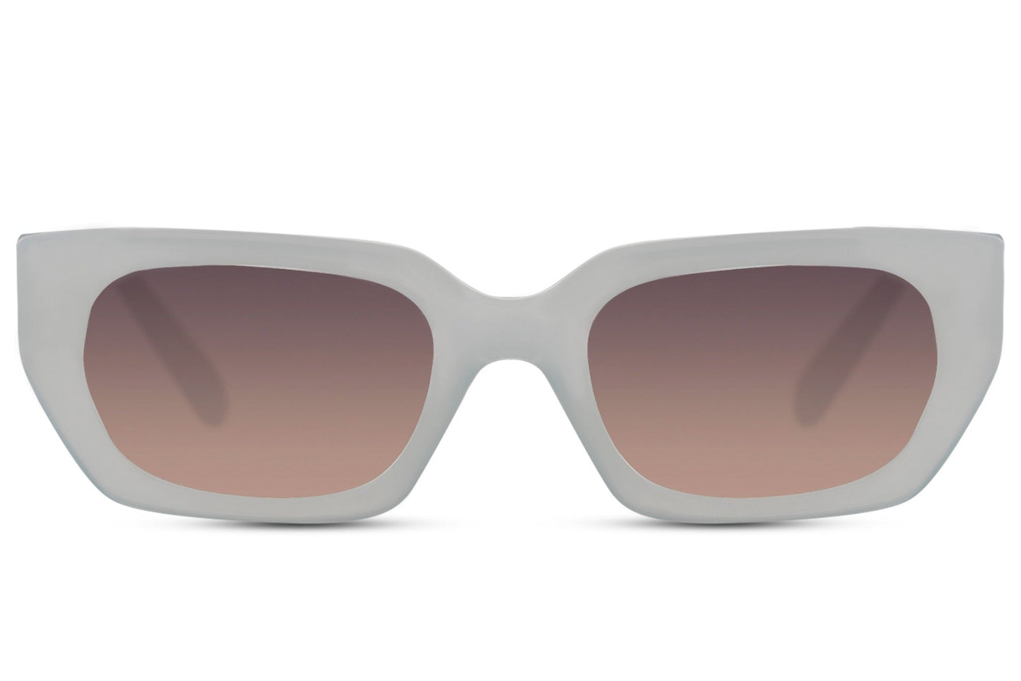 Luxshoori Rectangle Retro Sunglasses - Blue Brown - Women