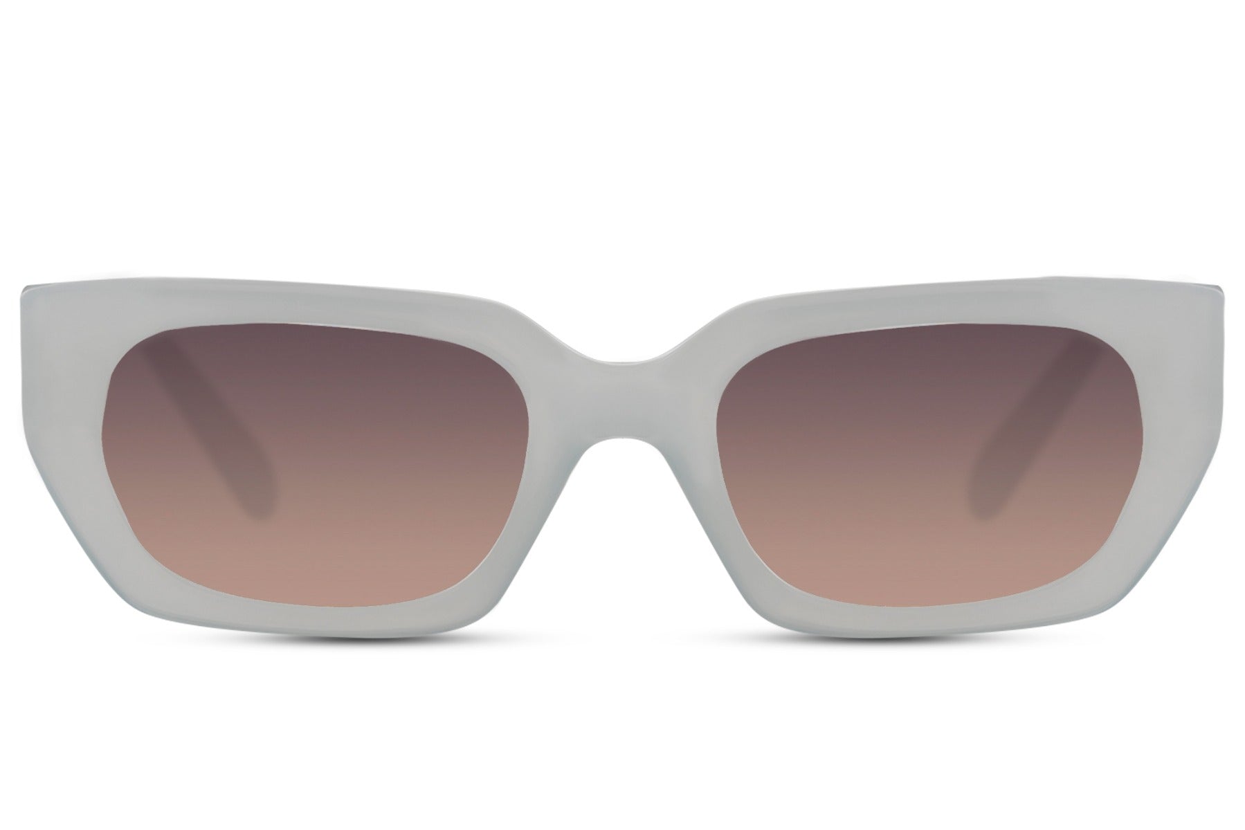 Luxshoori Rectangle Retro Sunglasses - Blue Brown - Women