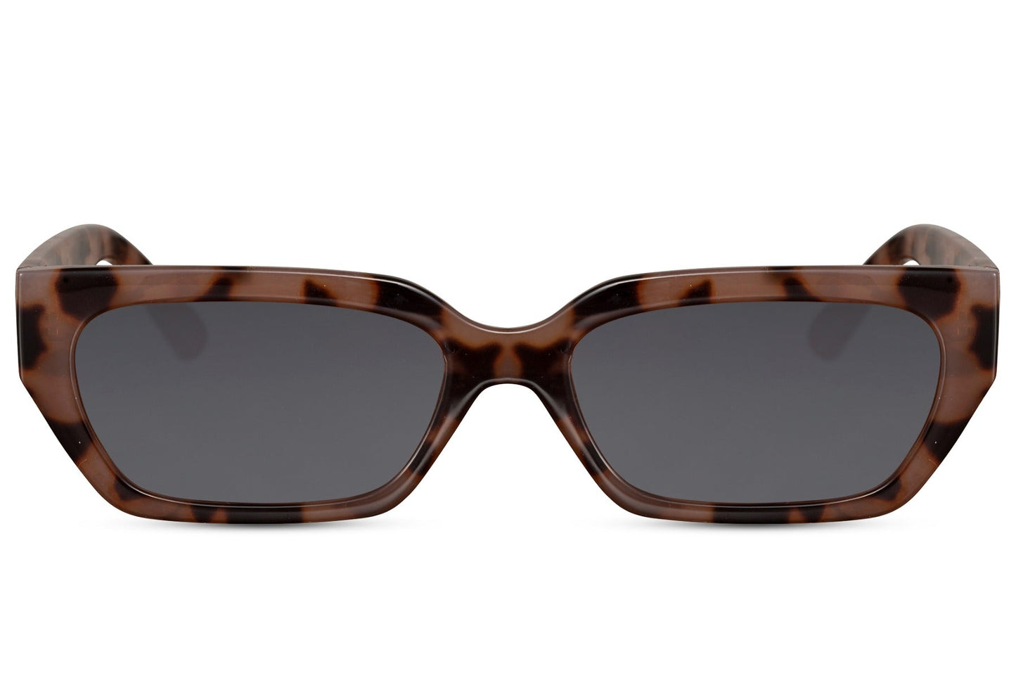 Luxshoori Rectangle Retro Sunglasses - Brown Black - Women