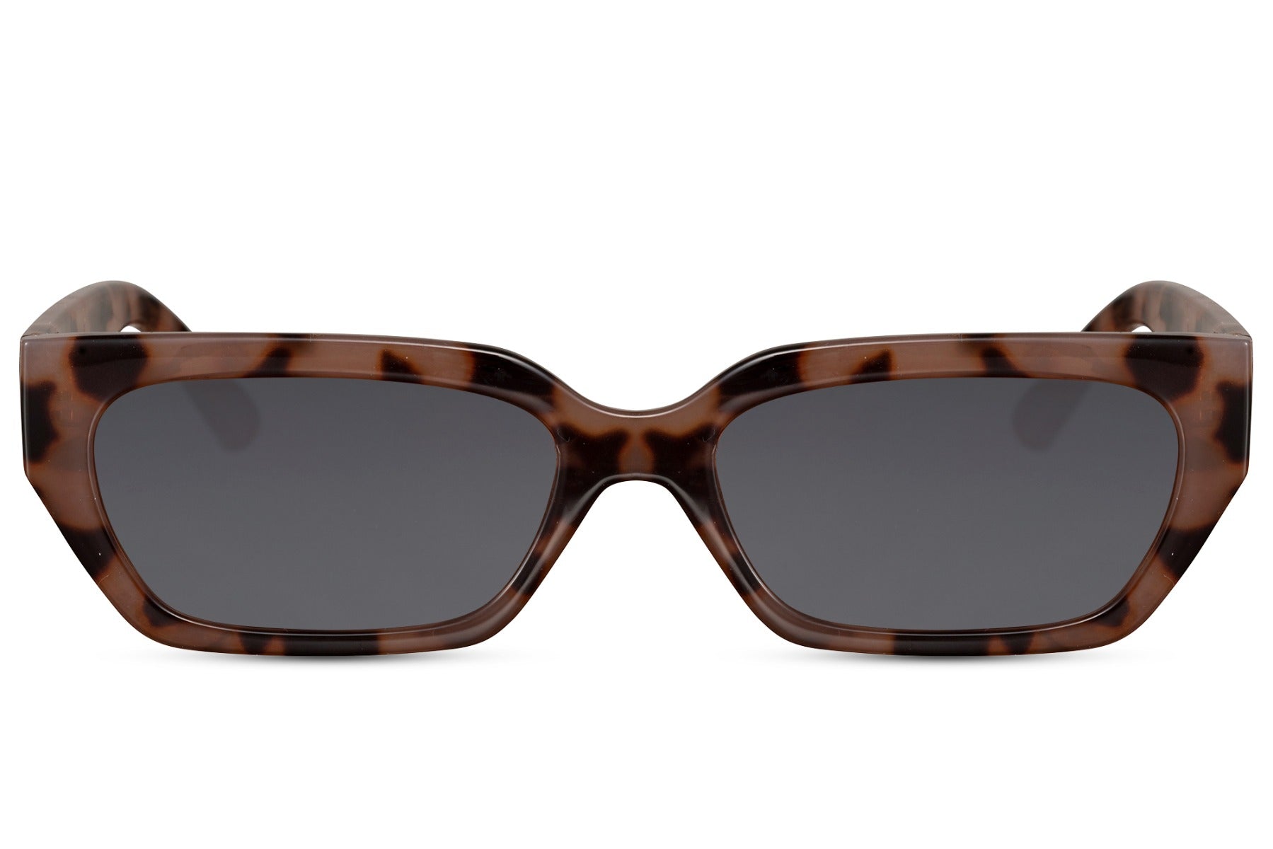 Luxshoori Rectangle Retro Sunglasses - Brown Black - Women