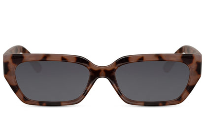 Luxshoori Rectangle Retro Sunglasses - Brown Black - Women