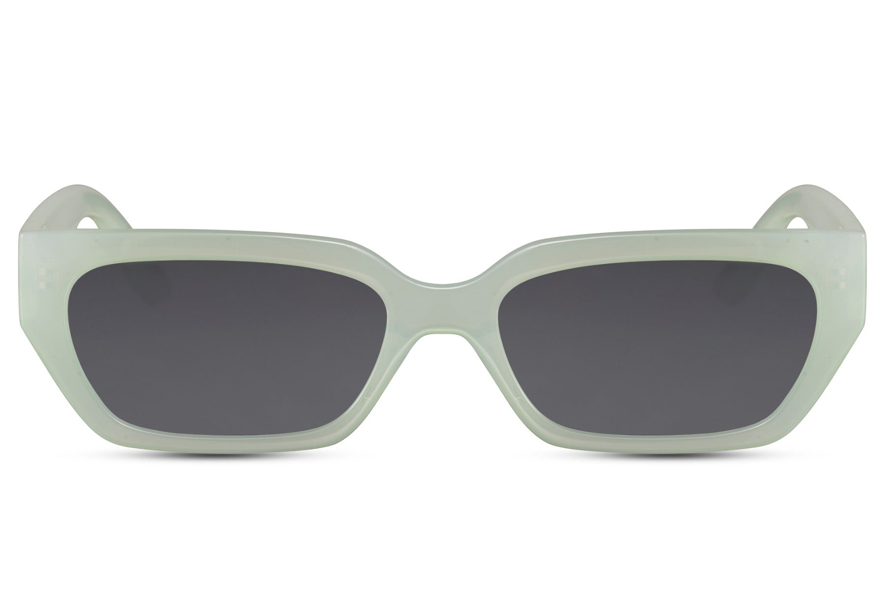 Luxshoori Rectangle Retro Sunglasses - Green Black - Women