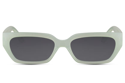 Luxshoori Rectangle Retro Sunglasses - Green Black - Women
