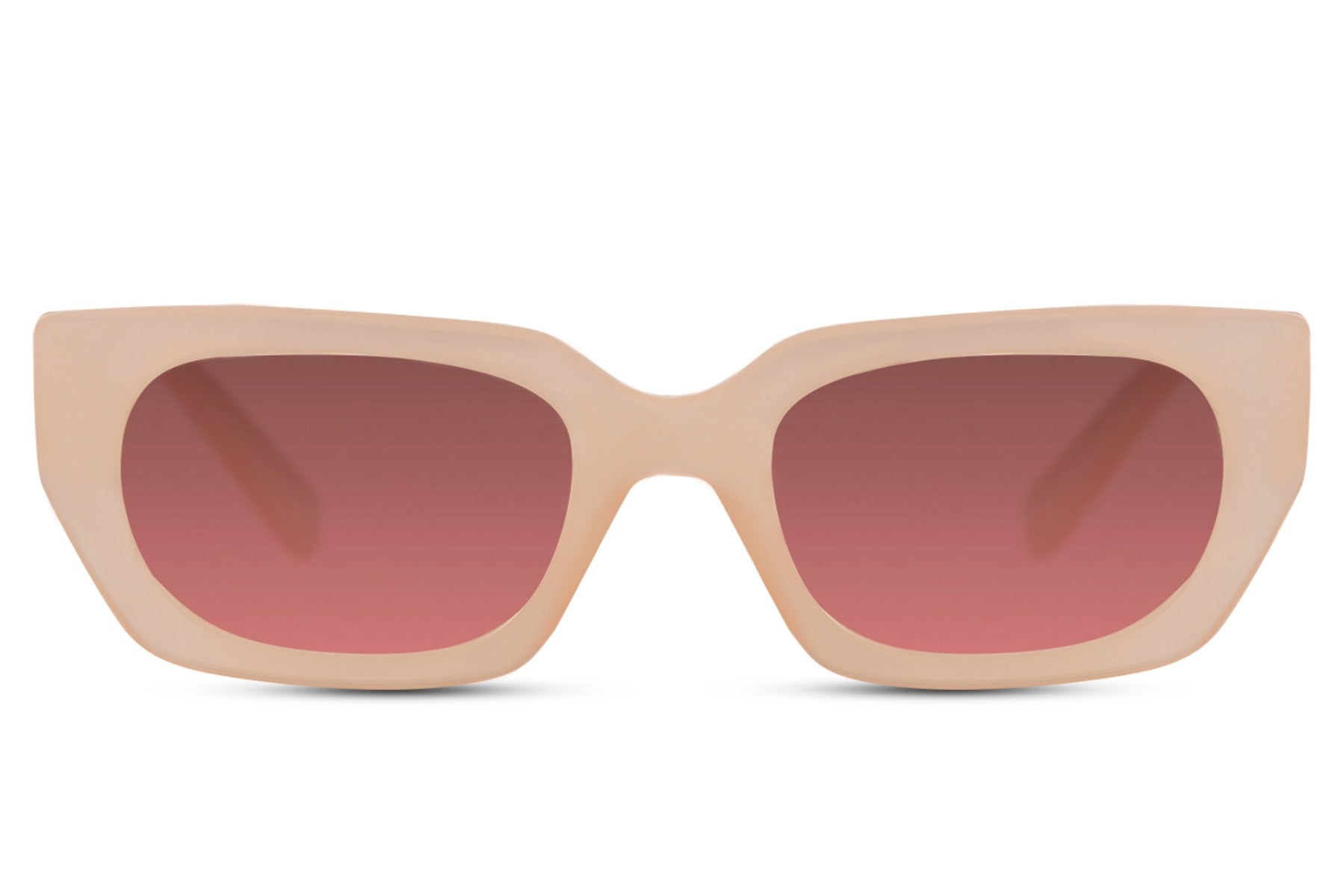 Luxshoori Rectangle Retro Sunglasses - Pink Pink - Women