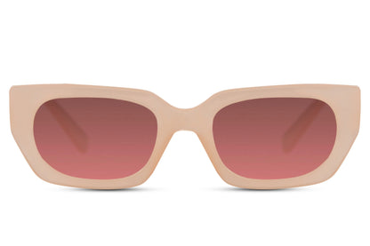 Luxshoori Rectangle Retro Sunglasses - Pink Pink - Women