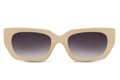 Luxshoori Rectangle Retro Sunglasses - Yellow Black - Women