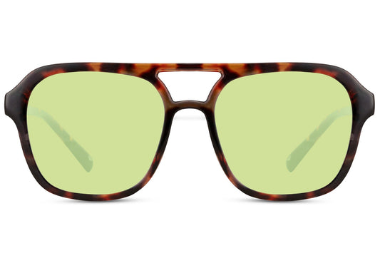 Luxshoori Retro 1 Aviator Sunglasses - Brown Green - Men & Women
