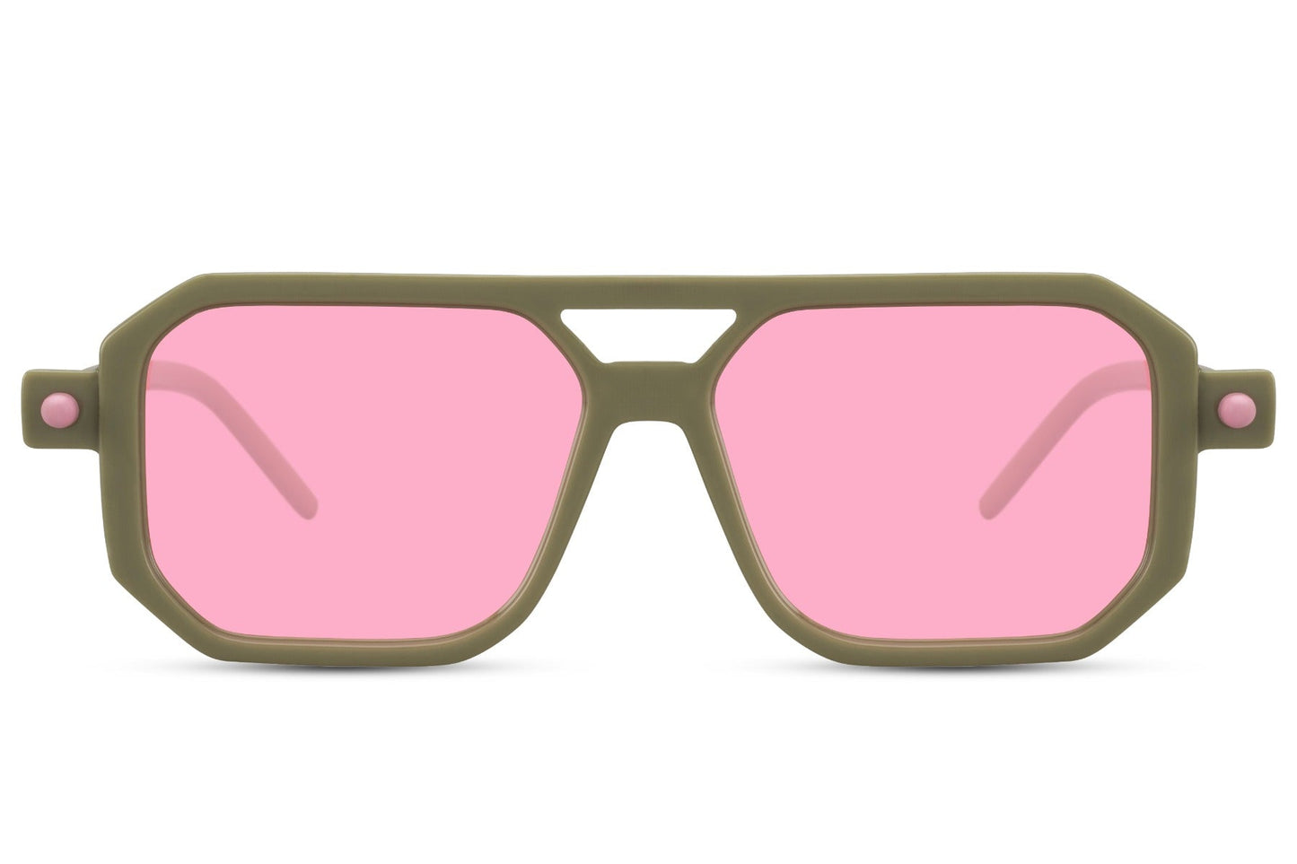 Luxshoori Retro Aviator Sunglasses - Green Pink - Men & Women