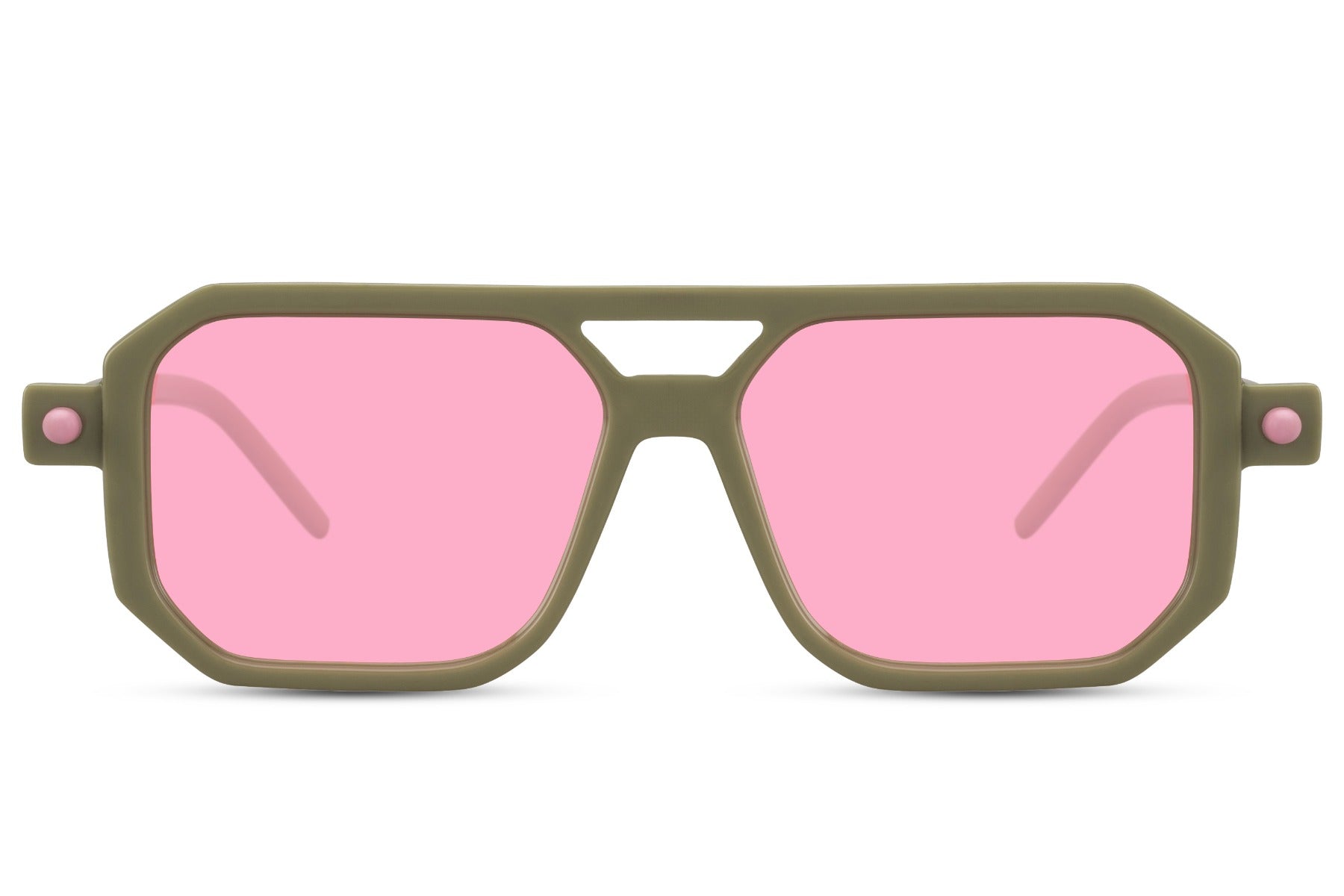 Luxshoori Retro Aviator Sunglasses - Green Pink - Men & Women
