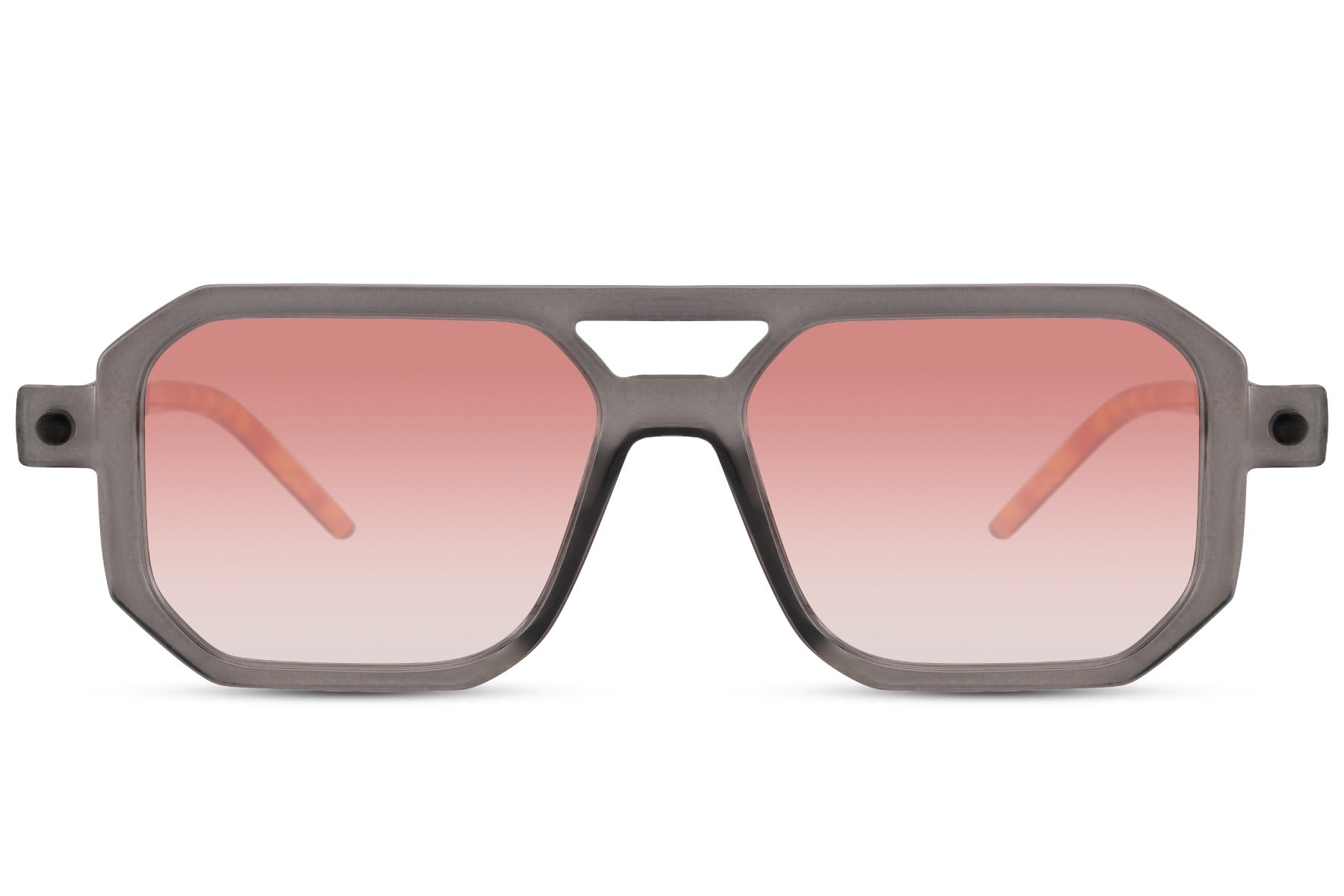 Luxshoori Retro Aviator Sunglasses - Grey Pink - Men & Women