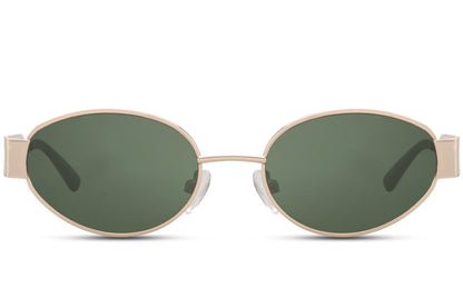 Luxshoori Retro Sunglasses - Gold Green - Men & Women