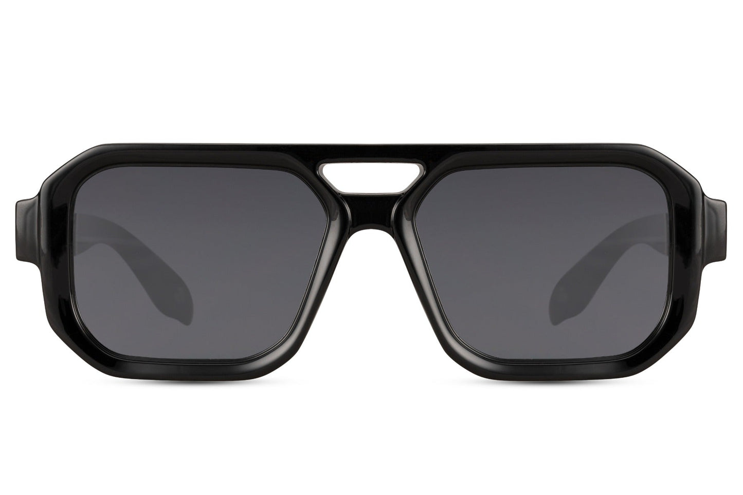 Luxshoori Square Aviator Sunglasses - Black Black - Men & Women
