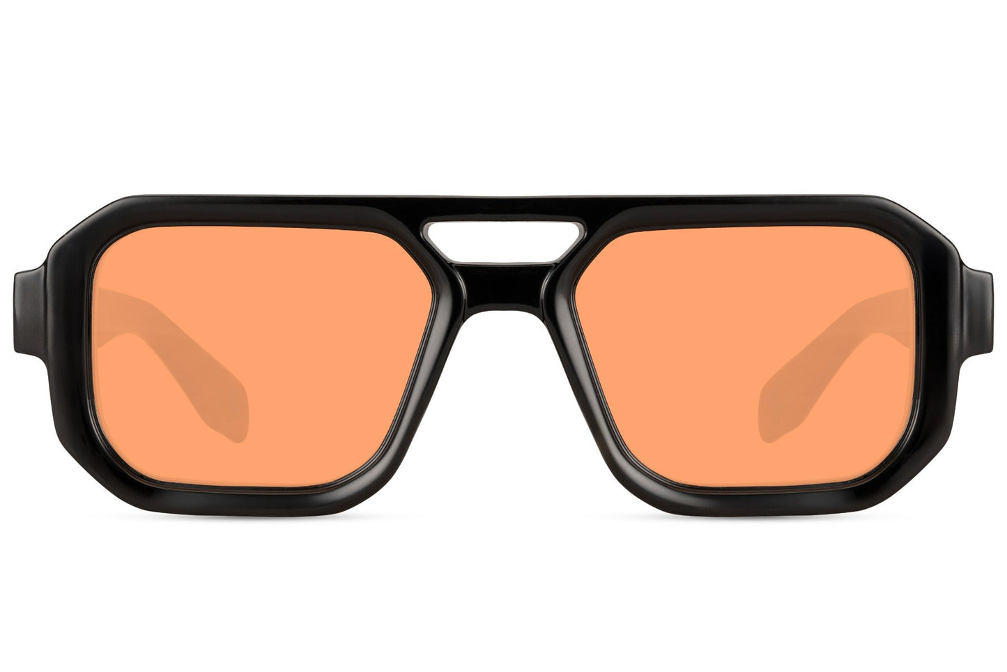Luxshoori Square Aviator Sunglasses - Black Orange - Men & Women