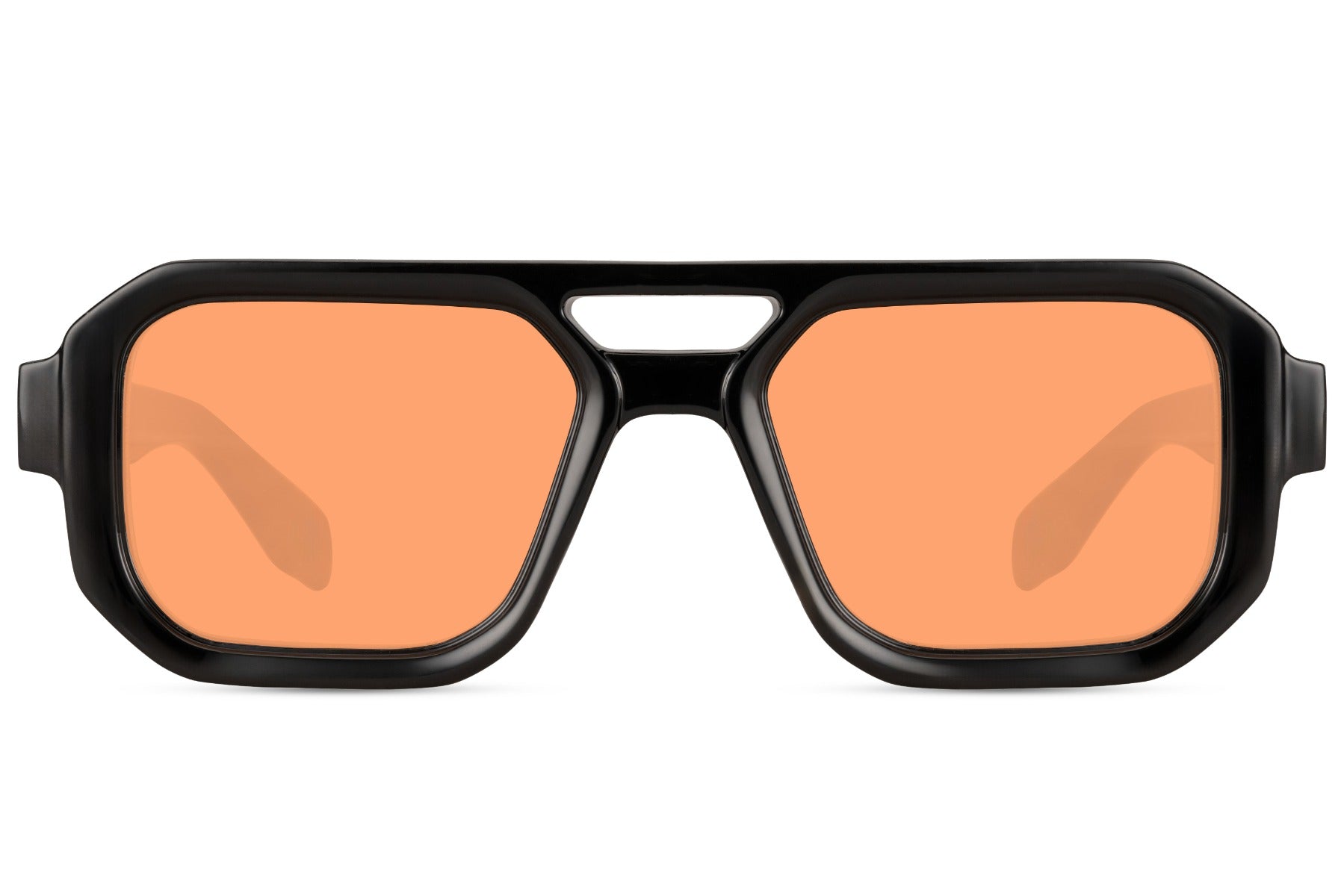 Luxshoori Square Aviator Sunglasses - Black Orange - Men & Women