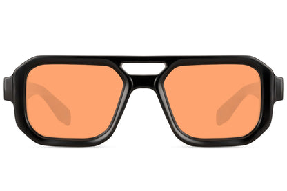 Luxshoori Square Aviator Sunglasses - Black Orange - Men & Women