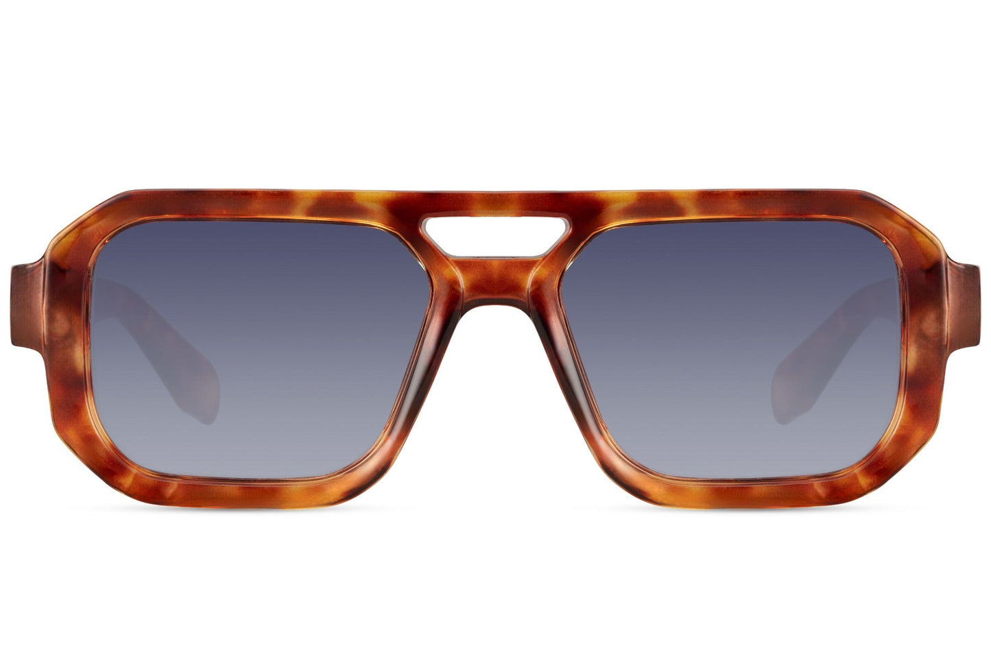 Luxshoori Square Aviator Sunglasses - Brown Blue - Men & Women