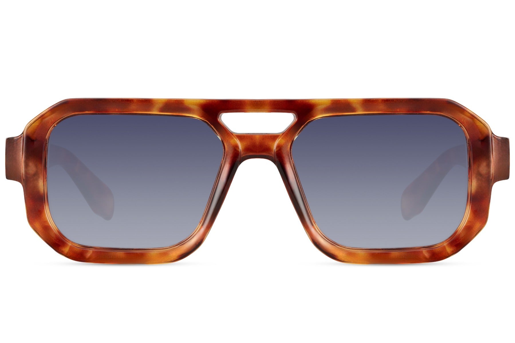 Luxshoori Square Aviator Sunglasses - Brown Blue - Men & Women