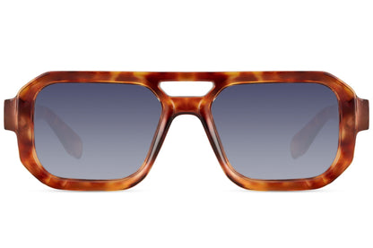 Luxshoori Square Aviator Sunglasses - Brown Blue - Men & Women
