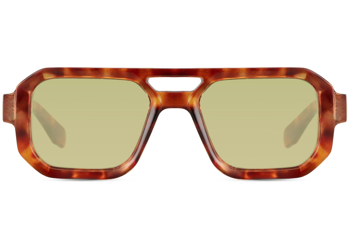 Luxshoori Square Aviator Sunglasses - Brown Green - Men & Women