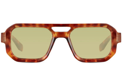 Luxshoori Square Aviator Sunglasses - Brown Green - Men & Women