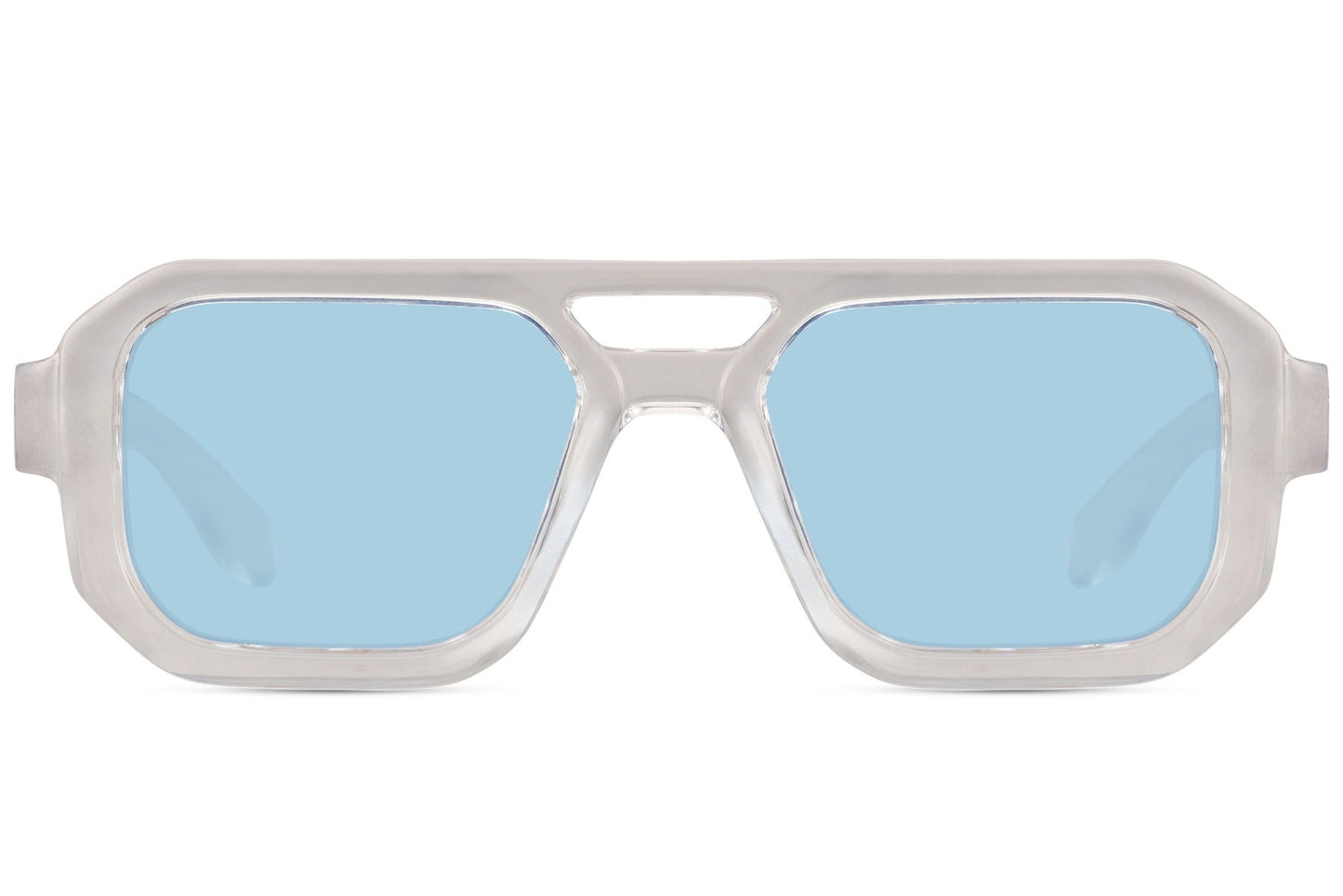 Luxshoori Square Aviator Sunglasses - Transparent Blue - Men & Women