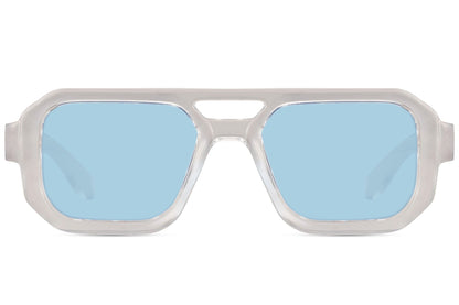 Luxshoori Square Aviator Sunglasses - Transparent Blue - Men & Women
