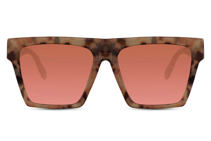 Luxshoori Square Sunglasses - Brown Pink - Men & Women
